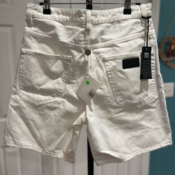 Just Cavalli Distressed White Denim Shorts with Skull and Stud Detail - Size 31 - Picture 5 of 9